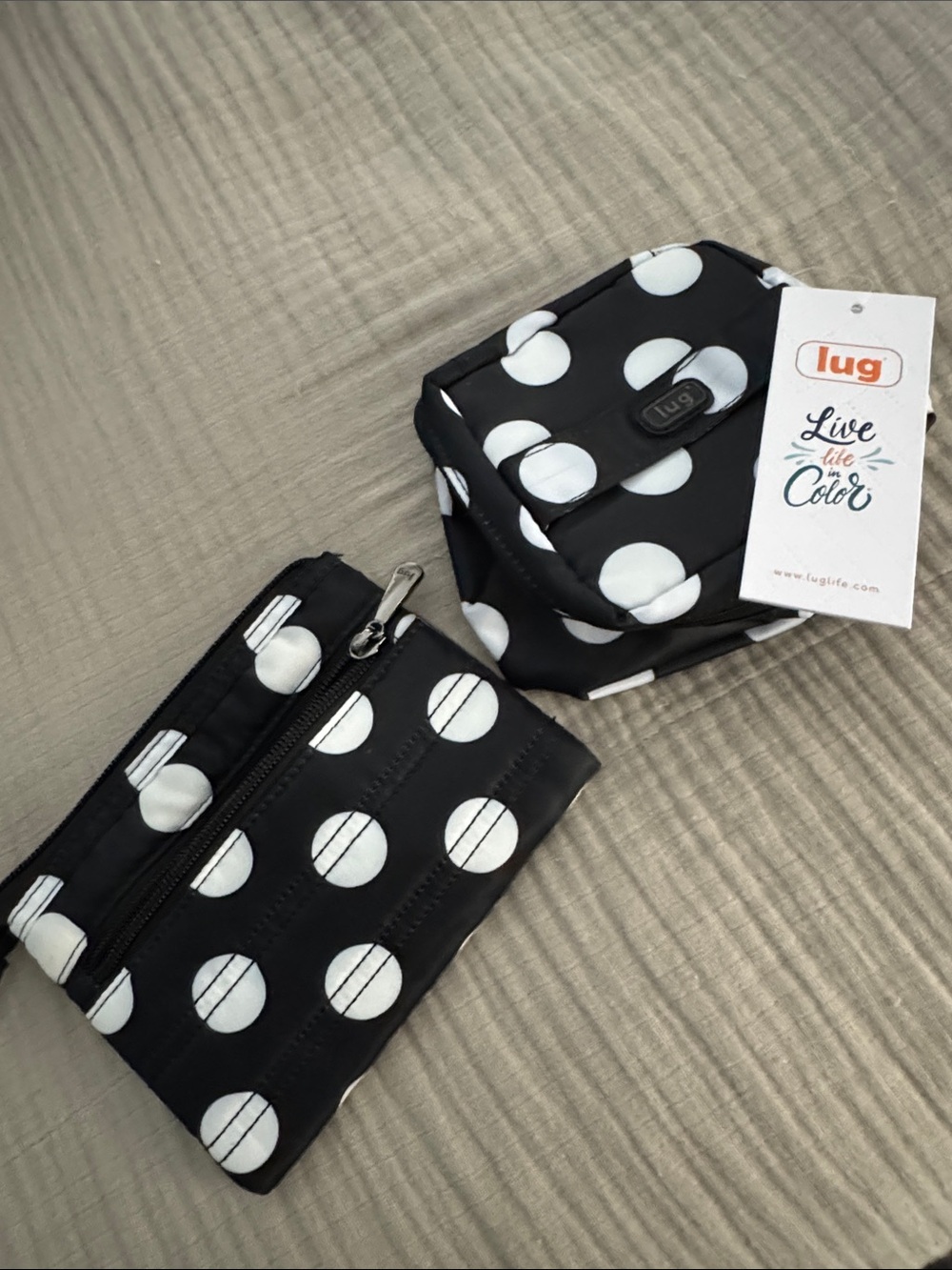 lug Black and White Polka Dot Pouch Set